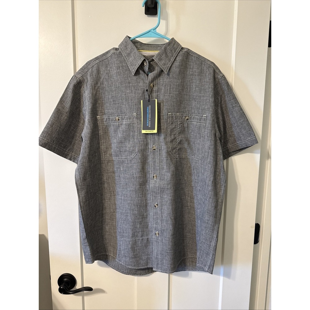Roundtree Yorke Performance Shirt Mens Medium Gray Moisture Wicking Resort
